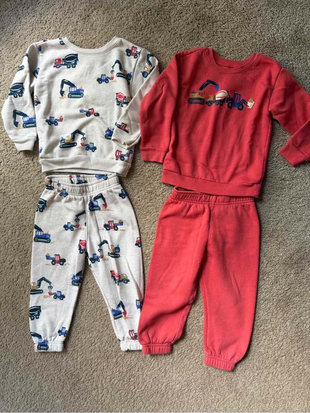 Garanimals Construction Sweat Set Bundle - Red & Cream